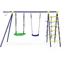 Ultimate 5-In-1 Outdoor Kids Swing Set with Sturdy A-Frame Metal Construction and Secure Ground Stakes