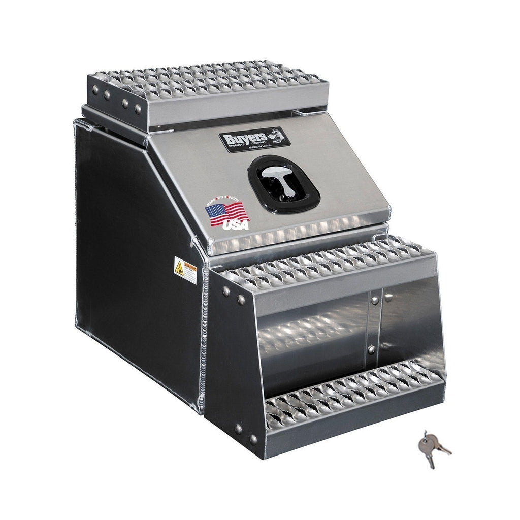 Buyers Products 28-in x 24-in x 18-in Smooth Aluminum Step Box Truck Tool Box 1705281