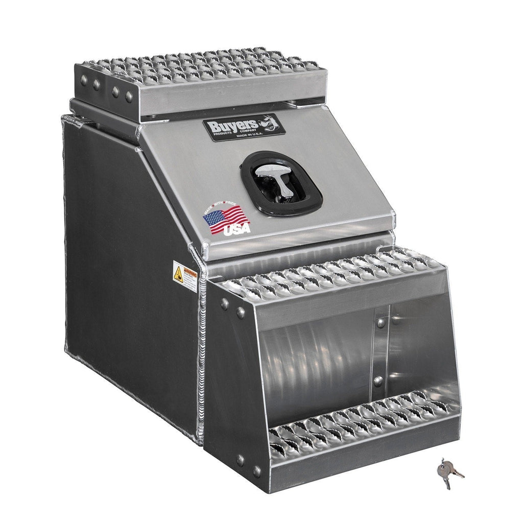 Buyers Products 28-in x 24-in x 19-in Smooth Aluminum Step Box Truck Tool Box 1705285