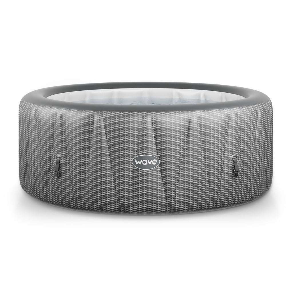 Wave Atlantic 6-Person Inflatable Hot Tub | Integrated Eco Heater | 130 Aquajet Massage System | Anti-Freeze Protection | Quick 15-Minute Setup | Gray Rattan