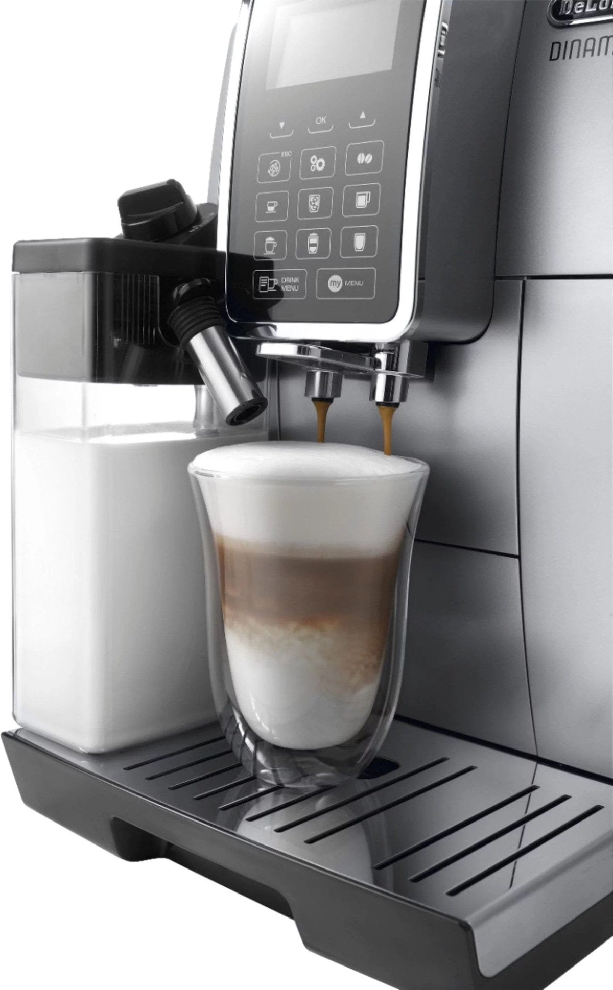 De’Longhi – Dinamica Espresso Machine with 15 bars of pressure and LatteCrema Fully Automatic Milk Frother – Silver