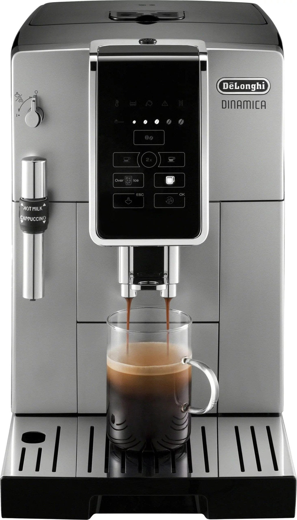 De’Longhi – Dinamica TrueBrew Over Ice Fully Automatic Coffee and Espresso Machine- Chrome and Black