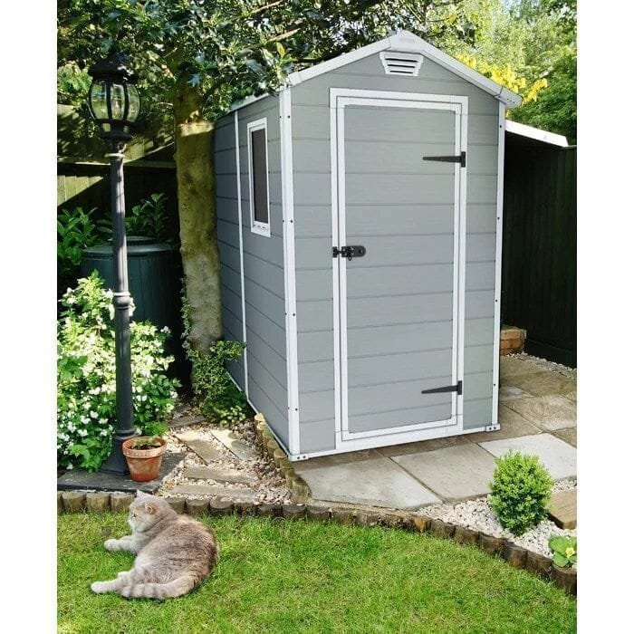 Keter Manor 4 ft. W x 6 ft. D Vertical Resin Outdoor Storage Shed Ideal For Patio Installation Included